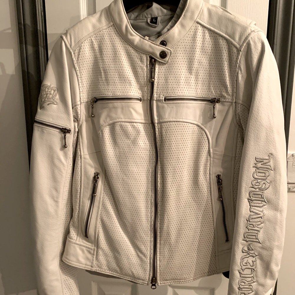 Leather genuine white Harley-Davidson jacket